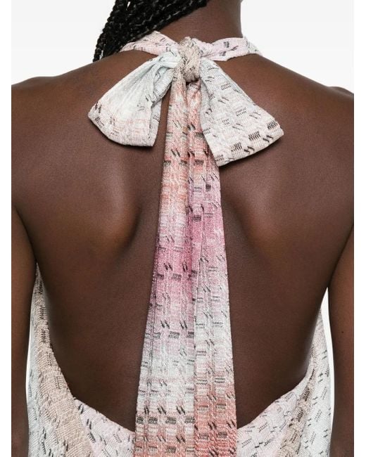 Missoni Maxi-Jurk Met Hoge Hals En Chevron Streep in het Pink