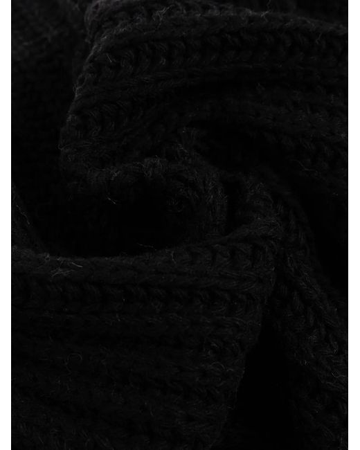 Moschino Black Ribbed-Knit Fringe Scarf