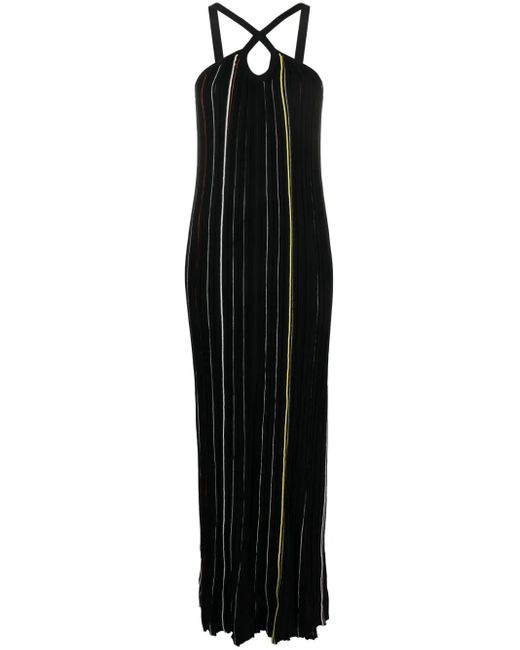 Sonia Rykiel Black Striped Knitted Maxi Dress