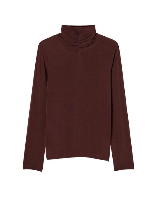 Twinset Brown Turtleneck Top With Draping