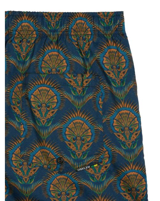 Osklen Green Aquaone Flex Peacock-Pattern Swim Shorts for men