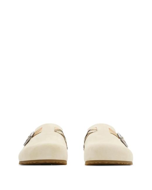 Burberry White Suede Urchin Clogs