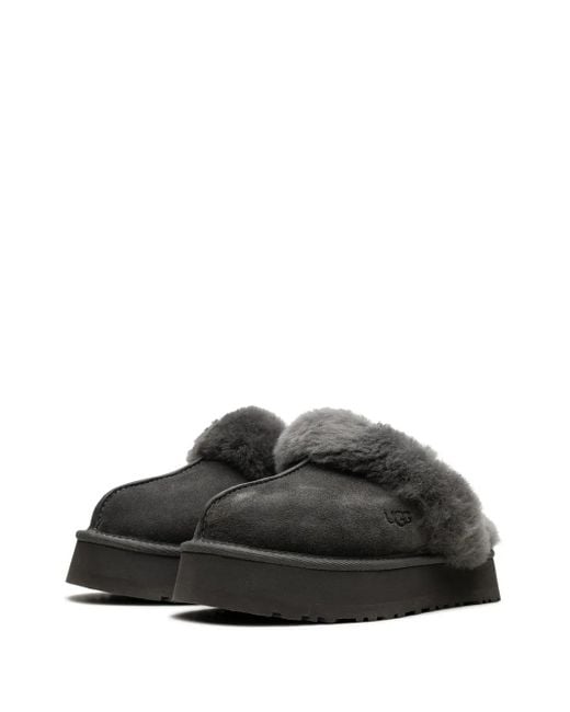 Ugg Black Disquette Shearling Platform Slippers