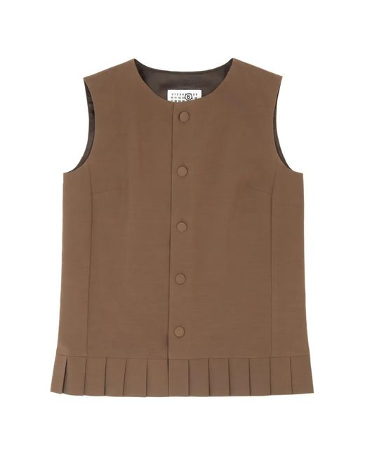 MM6 by Maison Margiela Brown Haut Plissé À Design Sans Manches