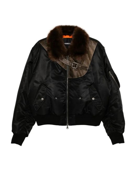 ANDERSSON BELL Faux-fur Collar Leather-patch Bomber Jacket in