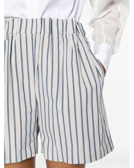 Brunello Cucinelli White High-waist Striped Shorts