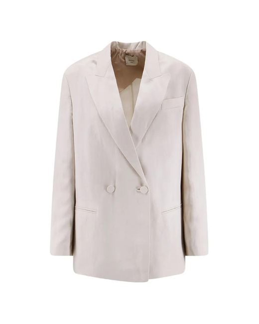 Alysi White Double-Breasted Peak-Lapel Blazer