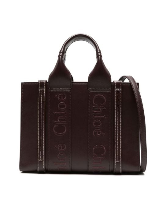 Chloé Brown Small Woody Leather Tote Bag
