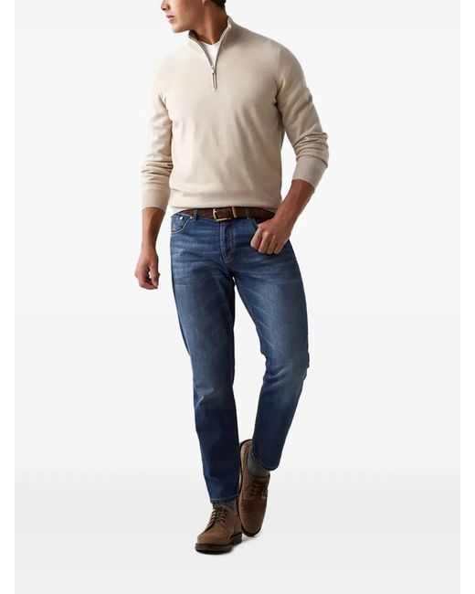 Brunello Cucinelli White Short-Zip Knitted Jumper for men