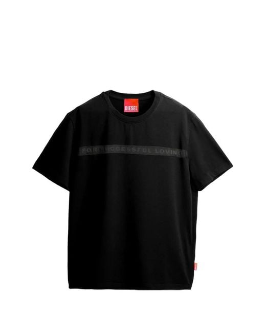 DIESEL Black X Tinder Logo-Print Sheer-Panel T-Shirt