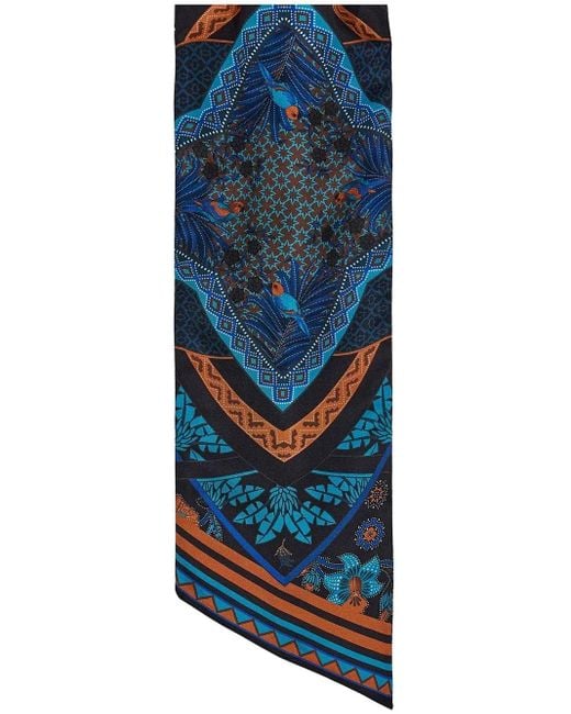 Ferragamo Blue Nirvana-Print Silk Bandeau Scarf