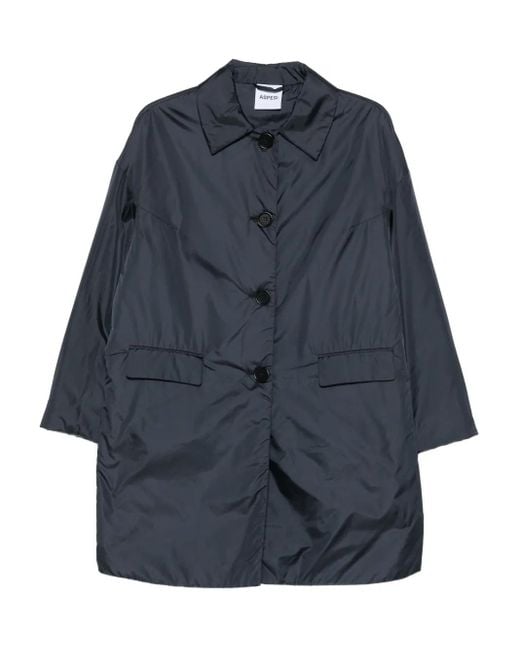 Aspesi Blue Button-Fastening Pocket Coat
