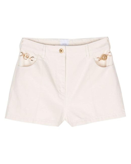 Shorts in cotone con medaglione con logo inciso di Patou in Natural