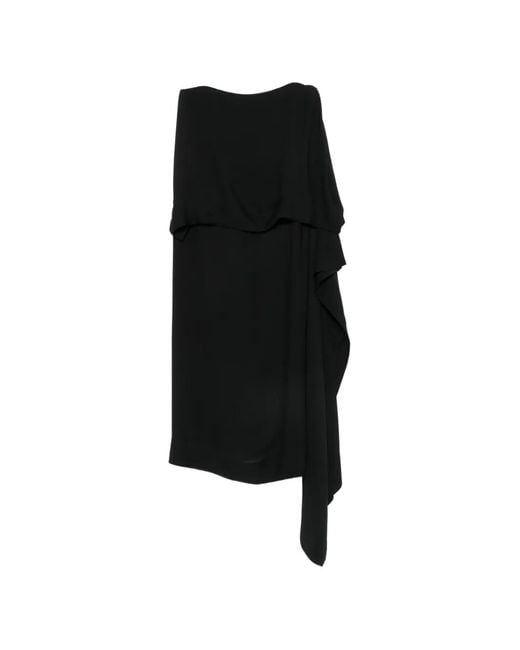 Carven Black Strapless Asymmetric Midi Dress