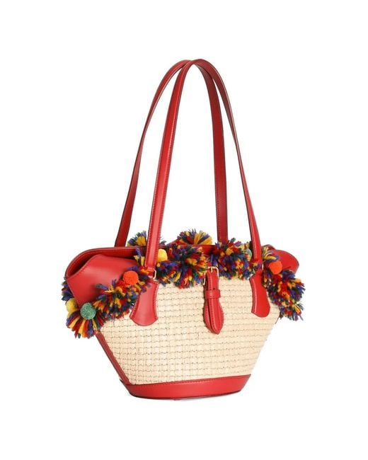 Dolce & Gabbana Red Cabas Coffa Capri En Raphia
