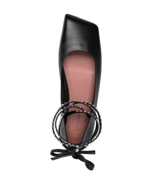 AMINA MUADDI Black Ane Leather Ballerina Shoes