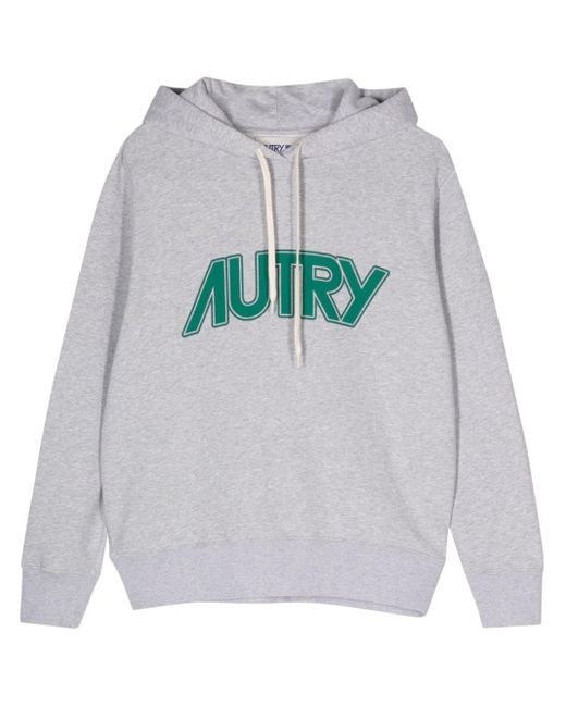 Autry Gray Logo-print Cotton Hoodie for men