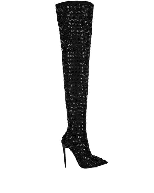 Philipp Plein Black Rhinestone Boots