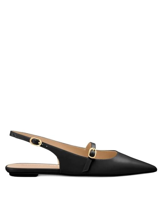 Stuart Weitzman Black Slingback Buckle Flats