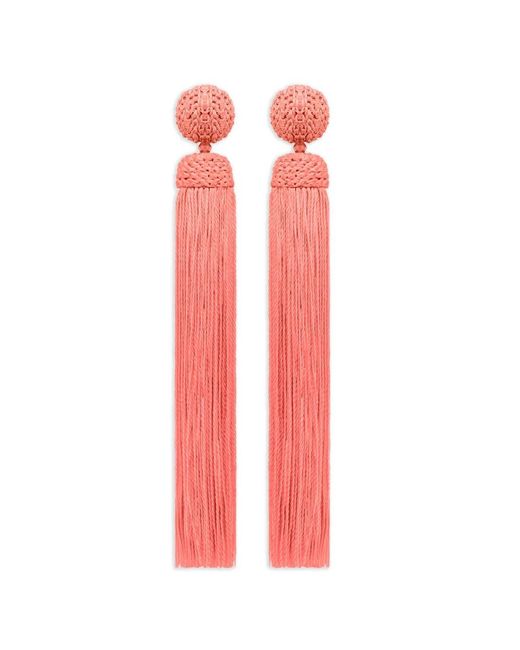 Oscar de la Renta Pink Silk Rope Tassel Clip-On Earrings
