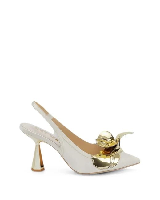 Kat Maconie Metallic Tamannaah Floral-Detail Mules