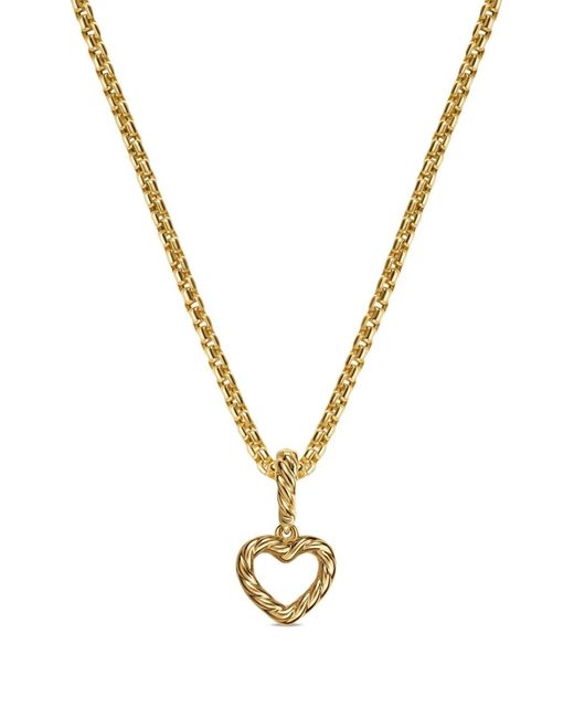 David Yurman Metallic 18K Micro Pavé Open Heart Diamond Pendant
