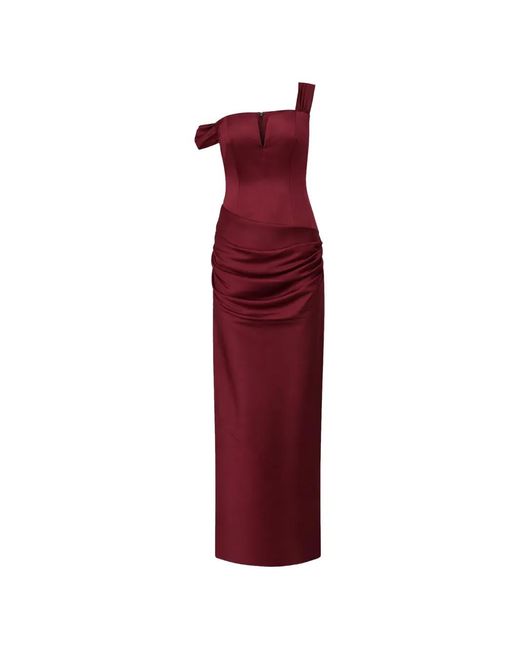 Alex Perry Red Pleated Maxi Dress