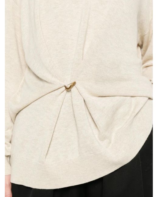 Isabel Marant Natural Chiraz V-Neck Ring-Detail Sweater