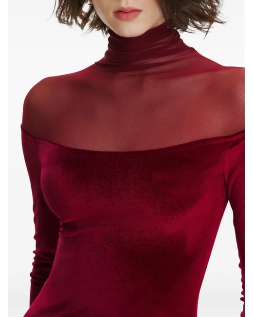 2310 STUDIO Red Turtleneck Velvet Maxi Dress