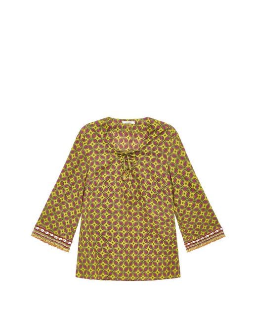 Maliparmi Green Floral Spin Bead-Embellished Kaftan