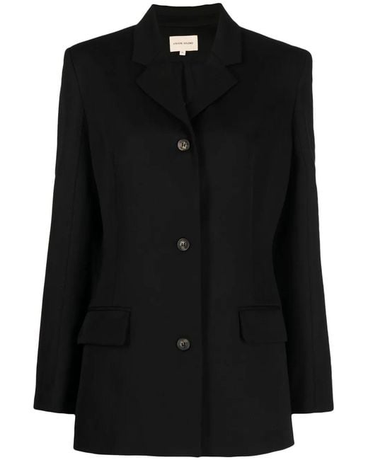 Loulou de Saison Black Single-Breasted Virgin-Wool Blazer