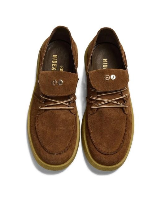 HIDE & JACK Brown Textured Lace-Up Sneakers