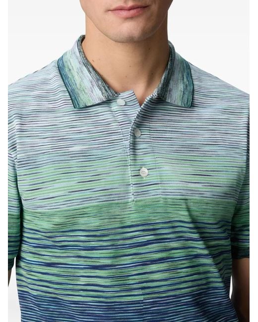 Missoni Blue Striped Cotton Polo Shirt for men