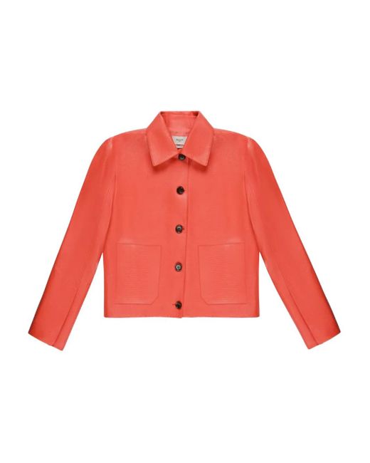 Bally Red Button-Up Leather Jacket