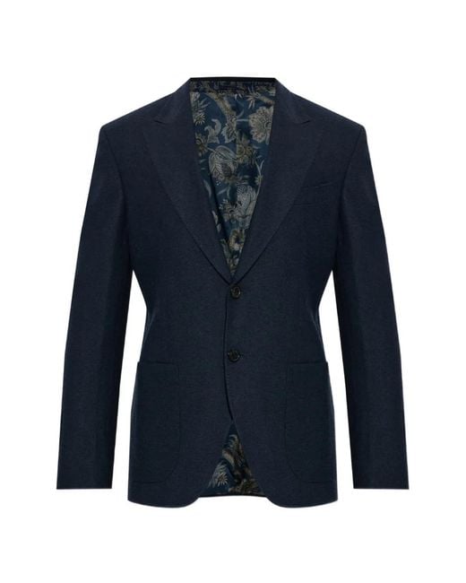Etro Blue Double-Vent Blazer for men