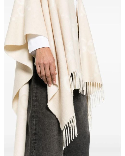Gucci White GG Wool Poncho