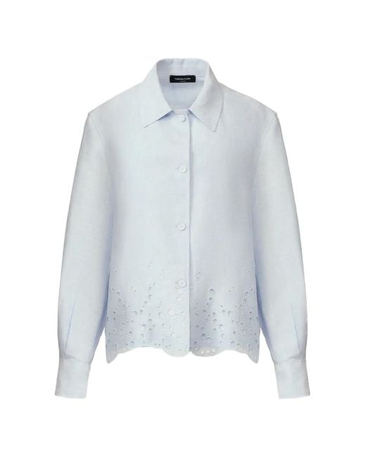 Fabiana Filippi Blue Scalloped Embroidered Shirt