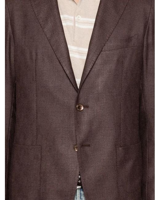 Tagliatore Brown Button-Fastening Flap-Pocket Jacket for men