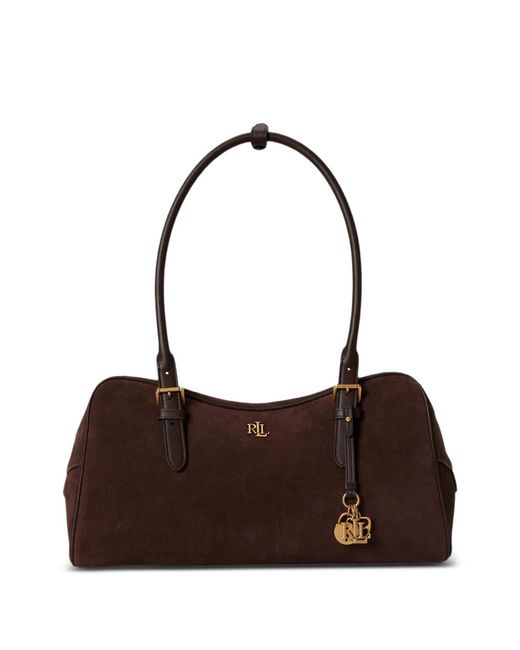 Ralph Lauren Brown Large Marcy Suede Zip Satchel Bag