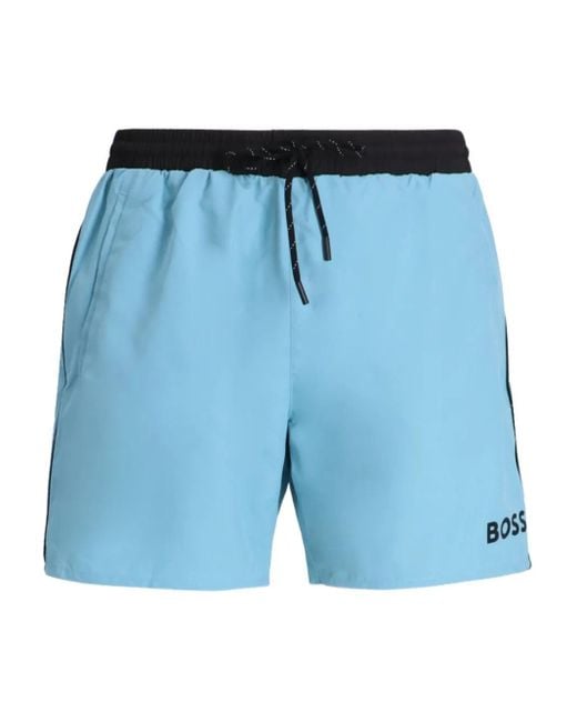 Boss Blue Drawstring Swim Shorts for men
