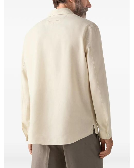 Zegna White Long-Sleeved Polo Shirt for men