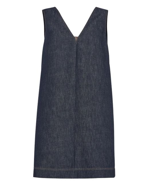 Abito Corto Denim di Brunello Cucinelli in Blue