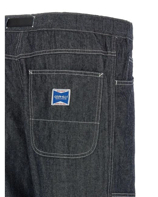 Gramicci Gray Double-Knee Belt Jeans for men