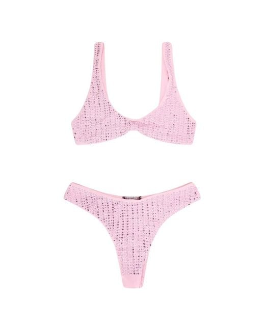 VENUJA Pink Rhinestone-Embellished Bikini