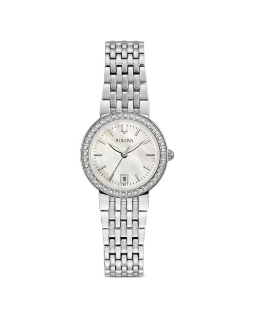 Bulova White Round-Face 30Mm Watch
