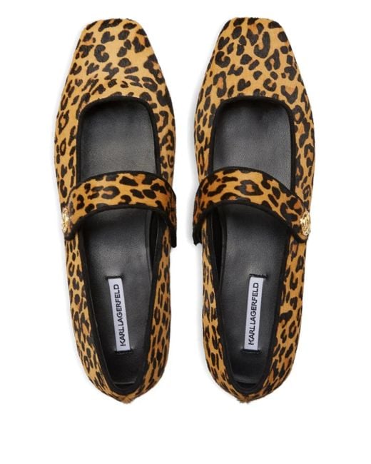 Karl Lagerfeld Metallic Konnie Leopard-Print Ballet Flats