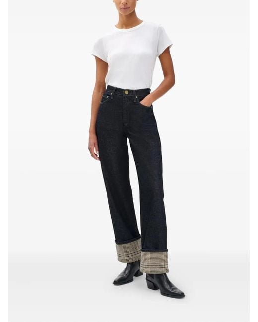 Rag & Bone Blue Shea Checked-Cuff Jeans