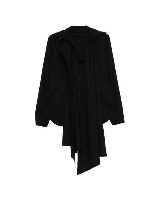 Yohji Yamamoto Black Ruffle-Detailing Shirt