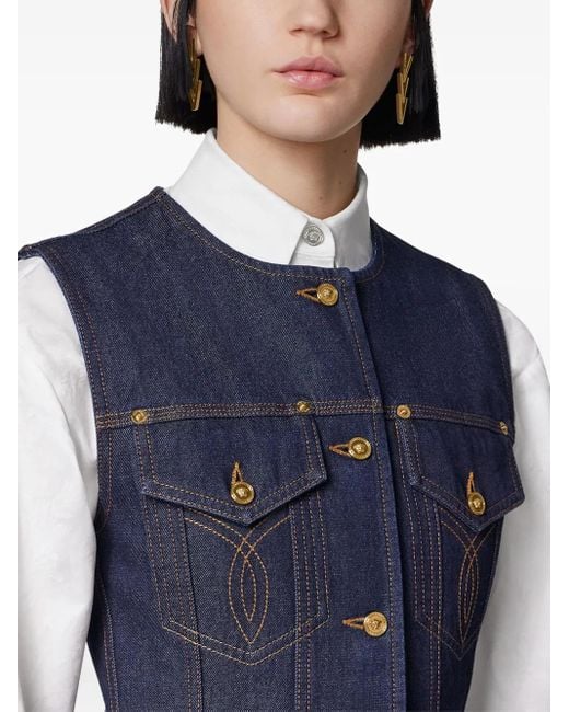 Chaleco Vaquero Con Botones Versace de color Blue