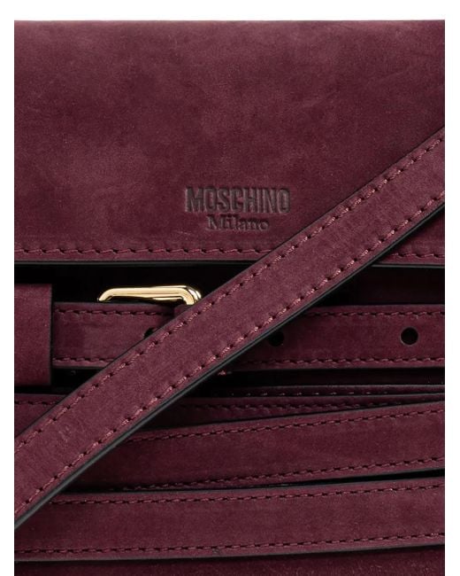 Moschino Purple Belted Suede Cross Body Bag